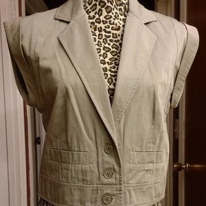 Army Green Cuffed Sleeveless Vest